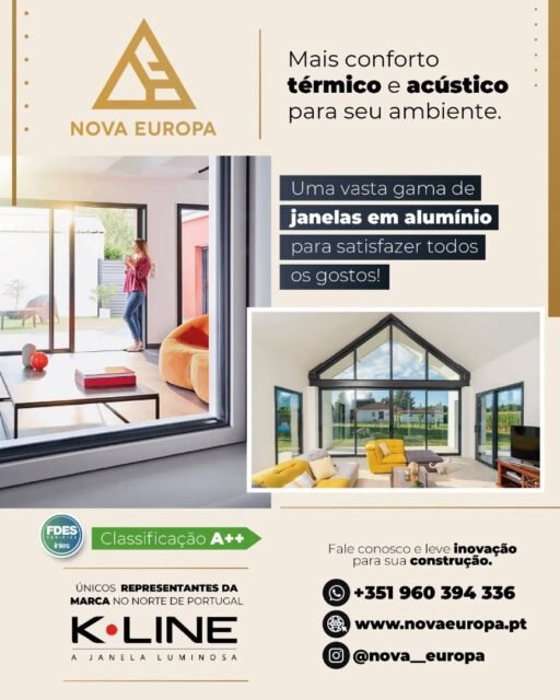 Construções em ICF pedem soluções inteligentes em cada detalhe, as caixilharias K-Line @kline.esp entregam exatamente isso.

Mais isolamento térmico e acústico, eficiência energética, design moderno e máxima funcionalidade para projetos de alto padrão.

A combinação perfeita entre tecnologia construtiva e sofisticação.

🇵🇹 Somos representantes da K‑Line no Norte de Portugal.

🔨 𝐏𝐚𝐫𝐚 𝐜𝐨𝐧𝐬𝐭𝐫𝐮𝐭𝐨𝐫𝐞𝐬:
Adquira o material connosco e garanta o melhor para os seus clientes, com a qualidade e suporte que só a Nova Europa oferece.

#ICF #KLine #ConstruçãoInteligente #AltoPadrão #EficiênciaEnergética