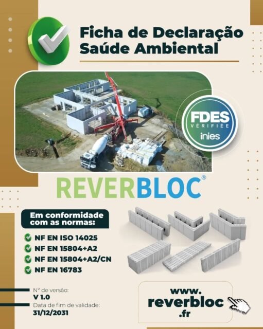 ✅ 𝐍𝐎𝐕𝐀 𝐂𝐄𝐑𝐓𝐈𝐅𝐈𝐂𝐀𝐂̧𝐀̃𝐎 𝐏𝐀𝐑𝐀 𝐎 𝐑𝐄𝐕𝐄𝐑𝐁𝐋𝐎𝐂 𝟐® ✅

Hoje, damos mais um passo decisivo e reforçamos o nosso compromisso com a excelência!

A Nova Europa, representante exclusiva do sistema REVERBLOC 2® @reverbloc em Portugal, tem o orgulho de anunciar a validação das FDES (Fichas de Declaração de Saúde Ambiental) para os materiais REVERBLOC 2®, brevemente disponíveis no site da INIES.

Muito mais do que uma certificação, é um reconhecimento que fortalece a nossa missão: construir melhor, de forma mais sustentável, com transparência e exigência.

Com esta nova certificação, o bloco de cofragem isolante REVERBLOC 2® afirma-se como 𝐀 𝐫𝐞𝐟𝐞𝐫𝐞̂𝐧𝐜𝐢𝐚 𝐢𝐧𝐜𝐨𝐧𝐭𝐨𝐫𝐧𝐚́𝐯𝐞𝐥 𝐝𝐨 𝐦𝐞𝐫𝐜𝐚𝐝𝐨, 𝐬𝐞𝐧𝐝𝐨 𝐨 𝐔́𝐍𝐈𝐂𝐎 𝐞 𝐄𝐗𝐂𝐋𝐔𝐒𝐈𝐕𝐎 𝐚 𝐫𝐞𝐮𝐧𝐢𝐫:

✅ Sob Aprovação Técnica CSTB 📑
✅ Reversível e moldado em fábrica 🏗️
✅ Fabricado em França 🇫🇷
✅ Com FDES (Ficha de Declaração de Saúde Ambiental) ♻️
✅ Desempenho térmico « R » excecional, até 10,94! ❄️☀️💨

𝐑𝐄𝐕𝐄𝐑𝐁𝐋𝐎𝐂 𝟐® é a aliança entre inovação, performance e compromisso ambiental — no centro dos desafios da construção de amanhã.

𝐍𝐎𝐕𝐀 𝐄𝐔𝐑𝐎𝐏𝐀 🇵🇹
Representantes exclusivos em Portugal

#Reverbloc2 #NovaEuropa #CertificaçãoFDES #ConstruçãoSustentavel #ICF  Passivhaus EficiênciaEnergetica